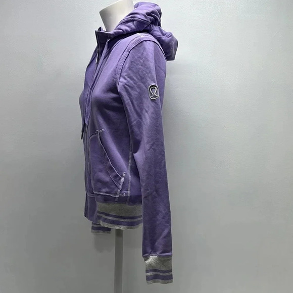 Lululemon Y2K Flashback Jacket Full Zip Hooded Hoodie Sweatshirt Purple Gray 4 - Picture 7 of 10